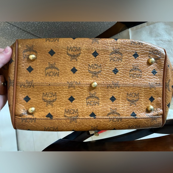 MCM Small Cognac Visetos Boston Bag - Picture 11 of 11